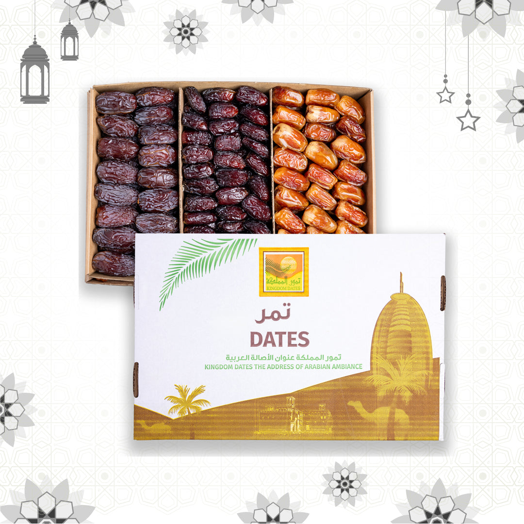 3 KG Premuim Assorted Plain Dates Box (Majdoul-Sagi-Safawi) - Ramadan Offer