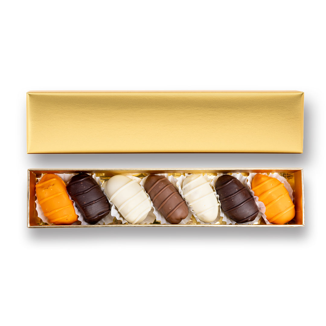 Golden Choco Gift Box with Lines – 7 Pieces (130g)