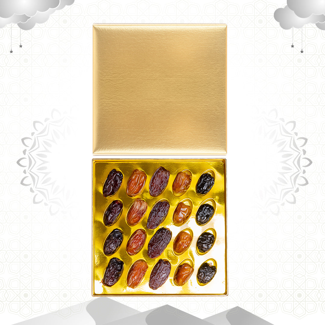 Golden Mixed Plain Dates Gift Box