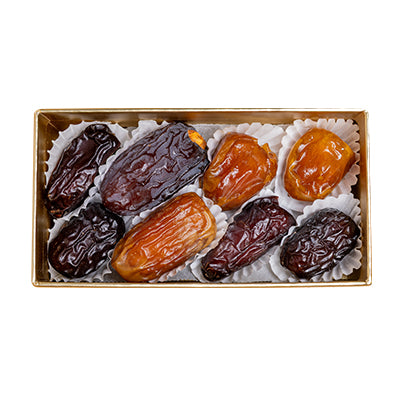 Golden Mixed Plain Dates Gift Box – 16 Premium Pieces