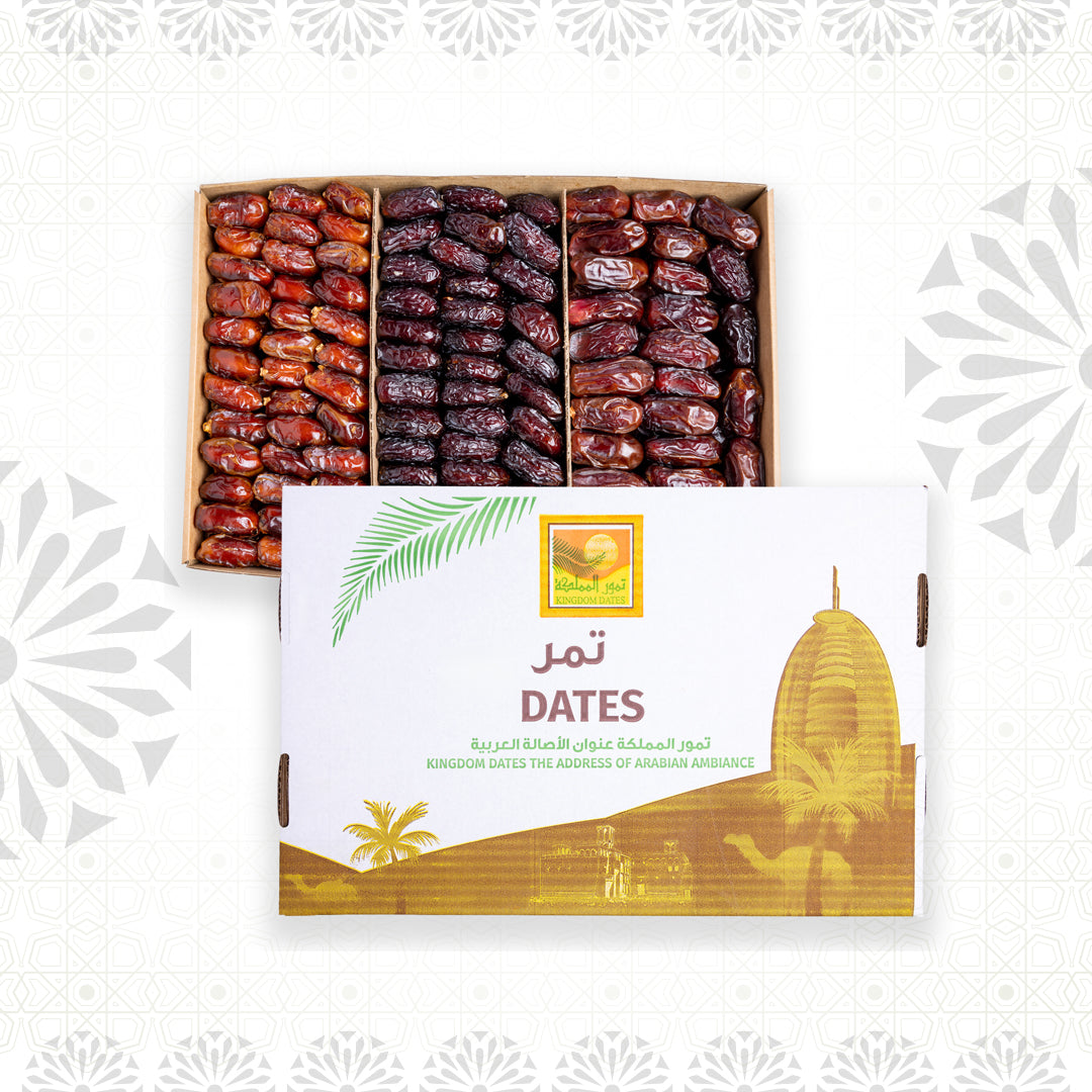 3 KG Premuim Assorted Plain Dates Box (Khedri-Safawi-Khalas) - Ramadan Offer