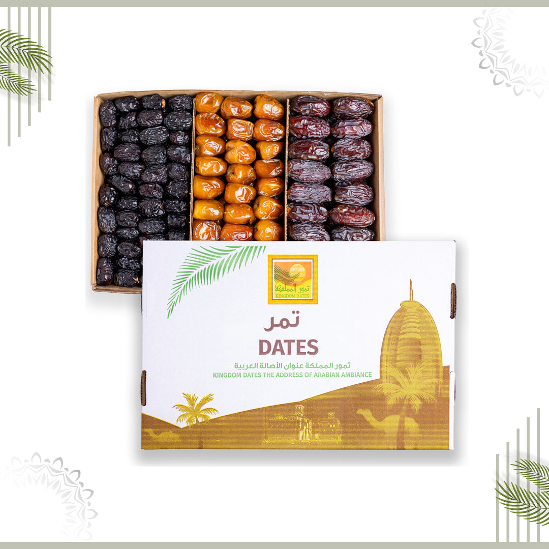 3 KG Premuim Assorted Plain Dates Box (Mejdoul-Sukkari-Ajwa) - Ramadan Offer