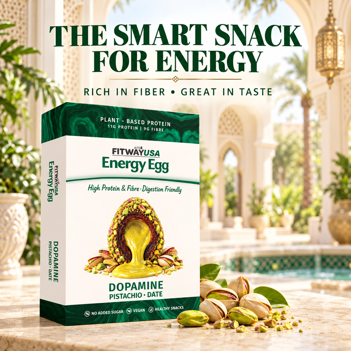 FitWay USA Energy Egg Dopamine – Pistachio & Organic Date | High Protein & Fibre