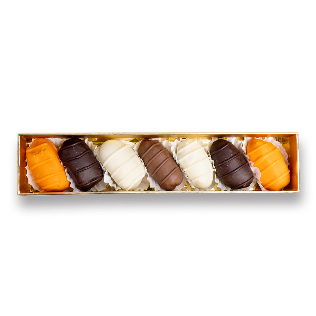 Golden Choco Gift Box with Lines – 7 Pieces (130g)