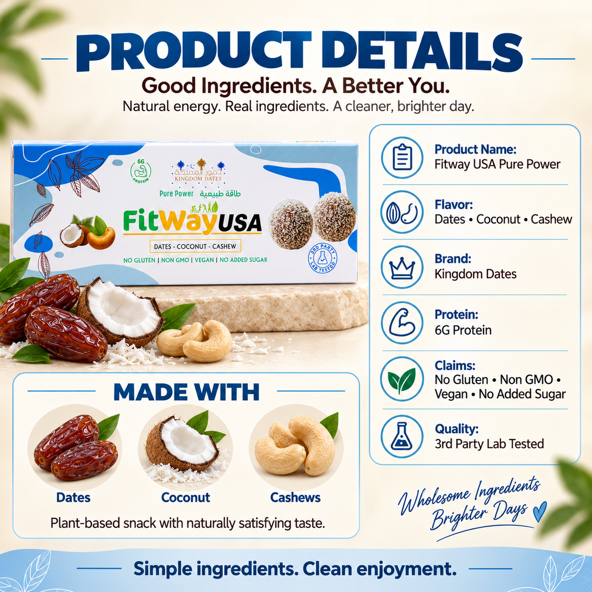 Coconut Dates Protein Ball with Cashew 50g