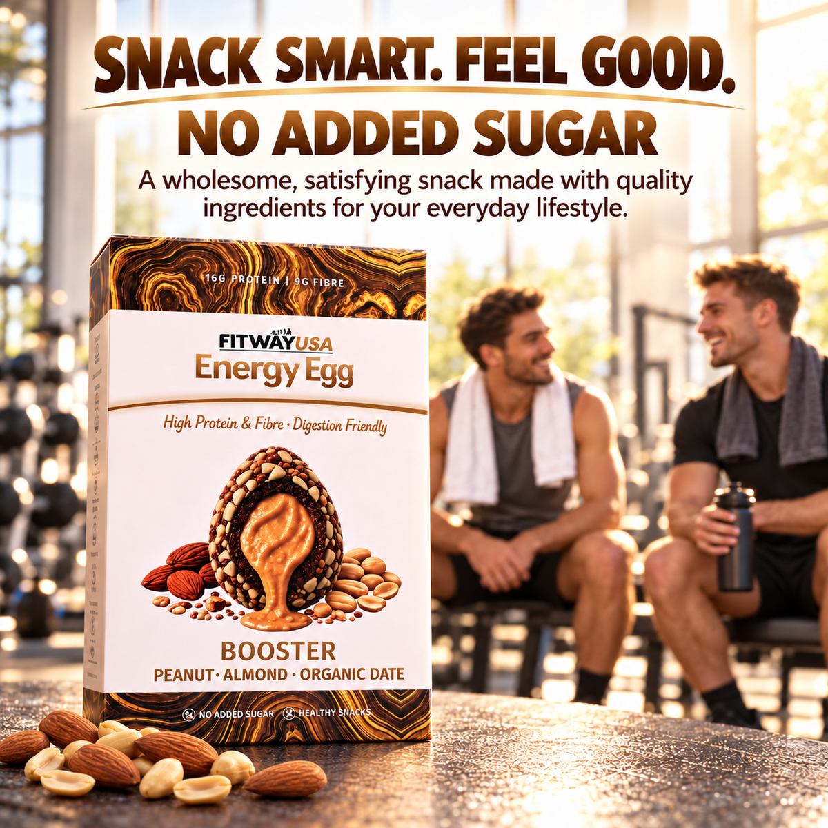 FitWay USA Energy Egg Booster – Peanut, Almond & Organic Date | High Protein & Fibre | 100g