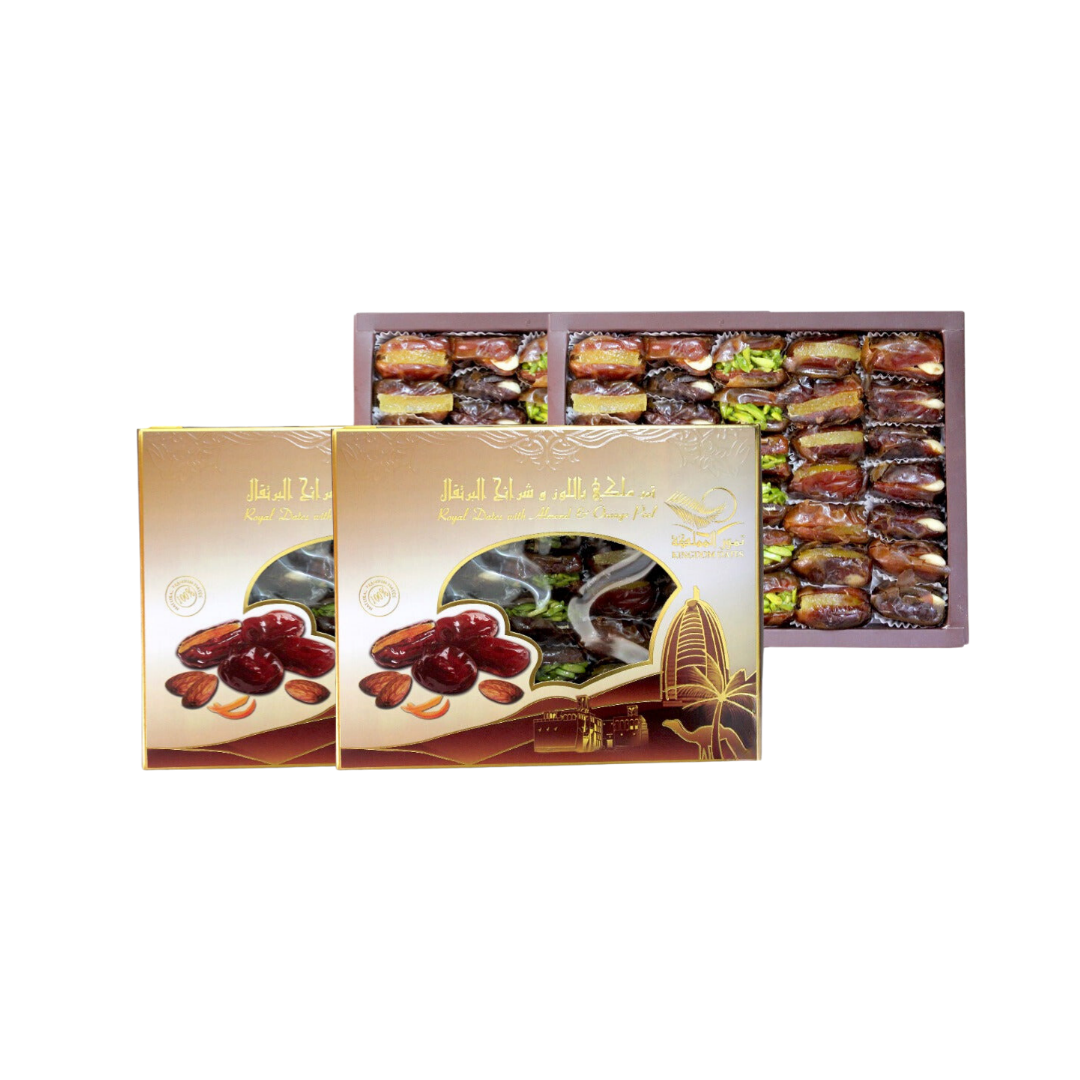 Dates Stuffed with Almond, orange peel and pistachio  Offer 2 boxes 400 gm