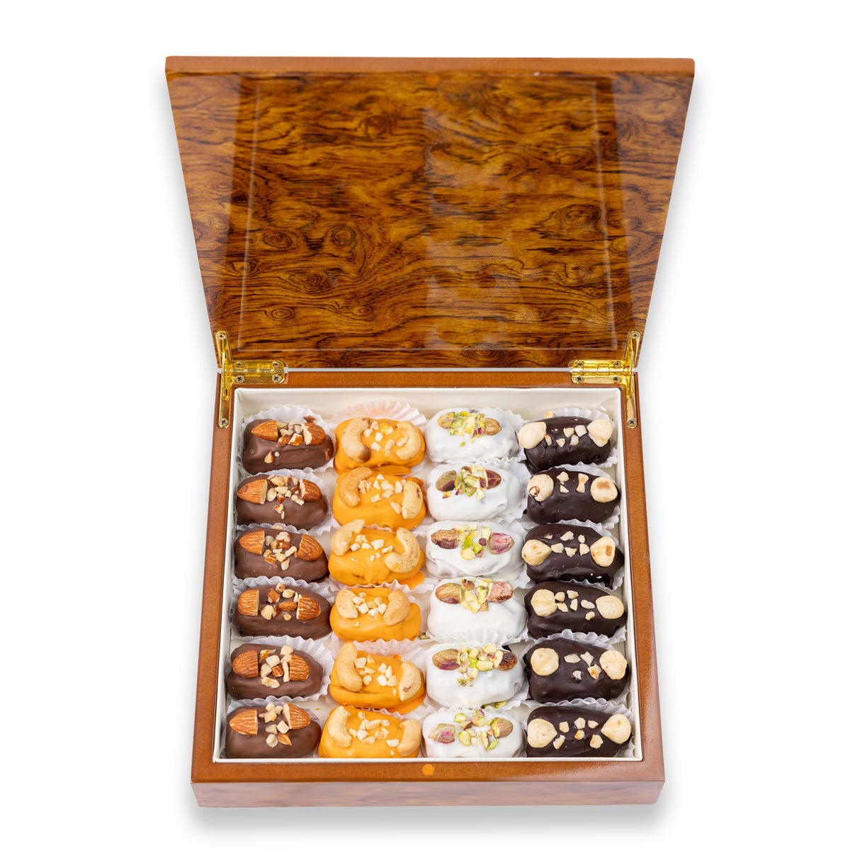 Изысканные финики, фаршированные изысканными орехами и фирменным шоколадным прикосновением, 500 г