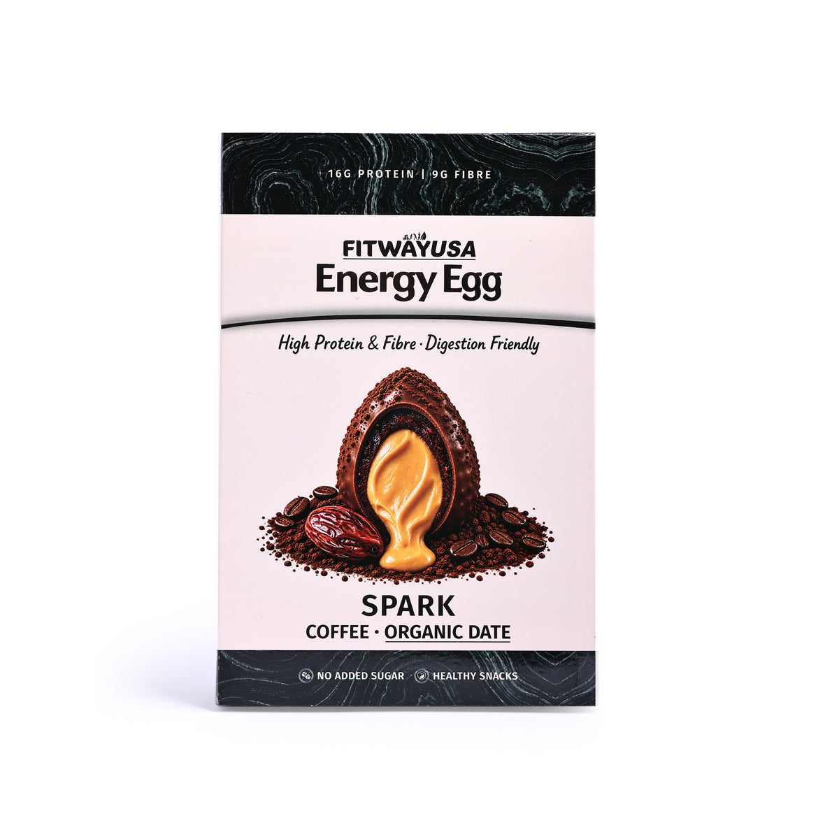 FitWay USA Energy Egg Spark – Coffee & Organic Date | 16g Protein, 9g Fibre | 100g