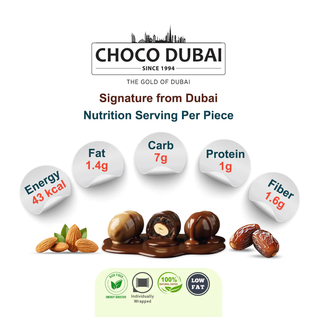Choco Dubai Premium Chocolate Dates: Dark, Milk & Caramel 250g