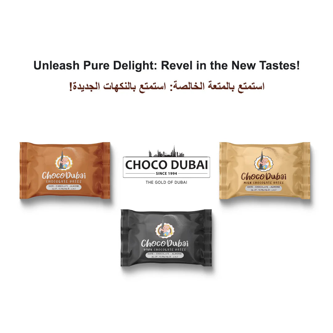 Choco Dubai Premium Chocolate Dates: Dark, Milk & Caramel 250g