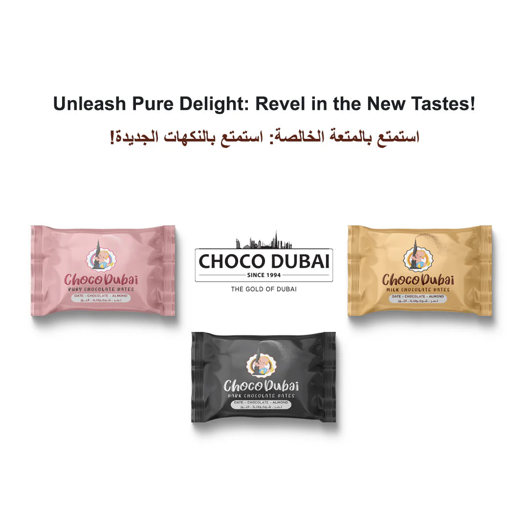 Choco Dubai Premium Chocolate Dates Milk, Ruby & Coffee 250g