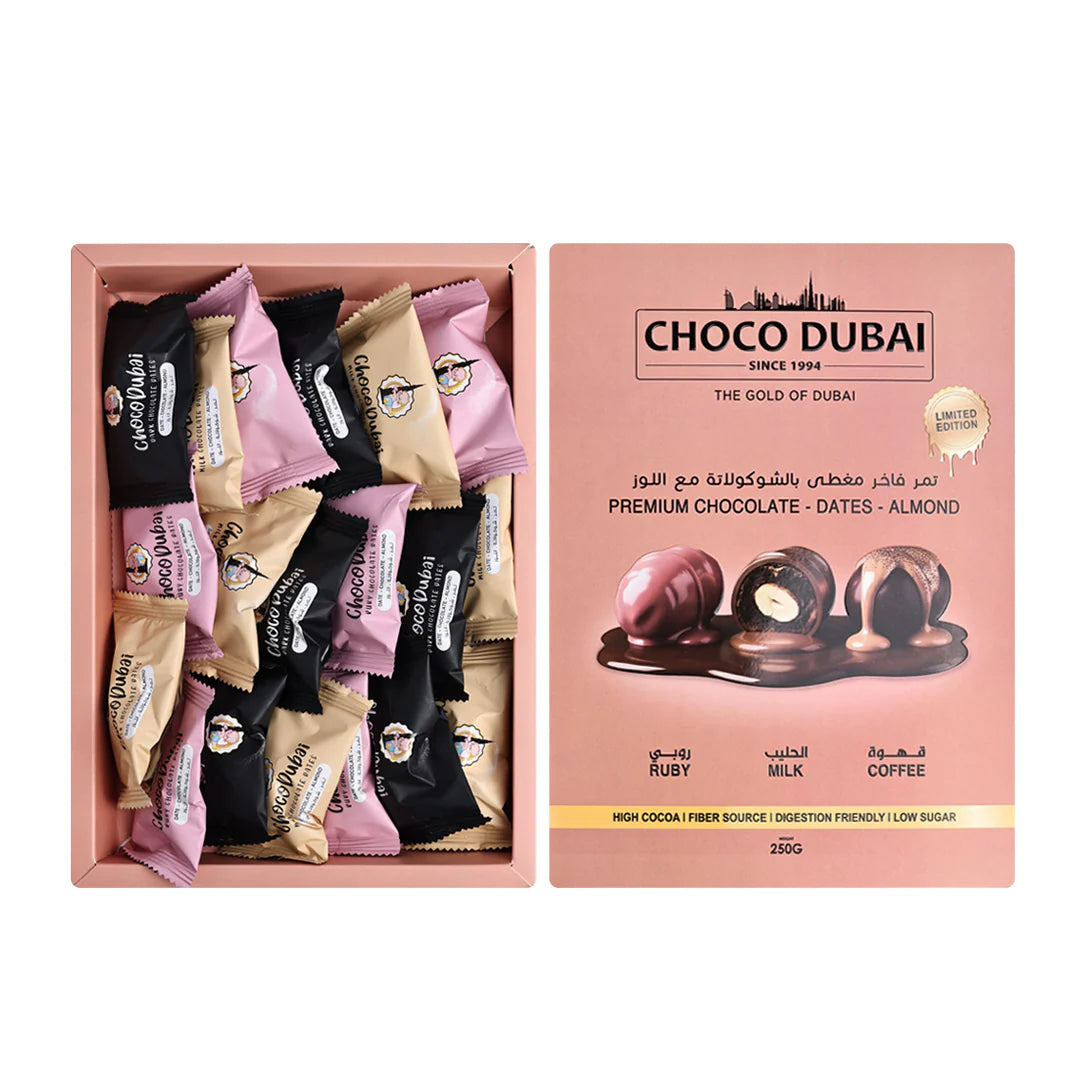 Choco Dubai chocolate assortment with packaging