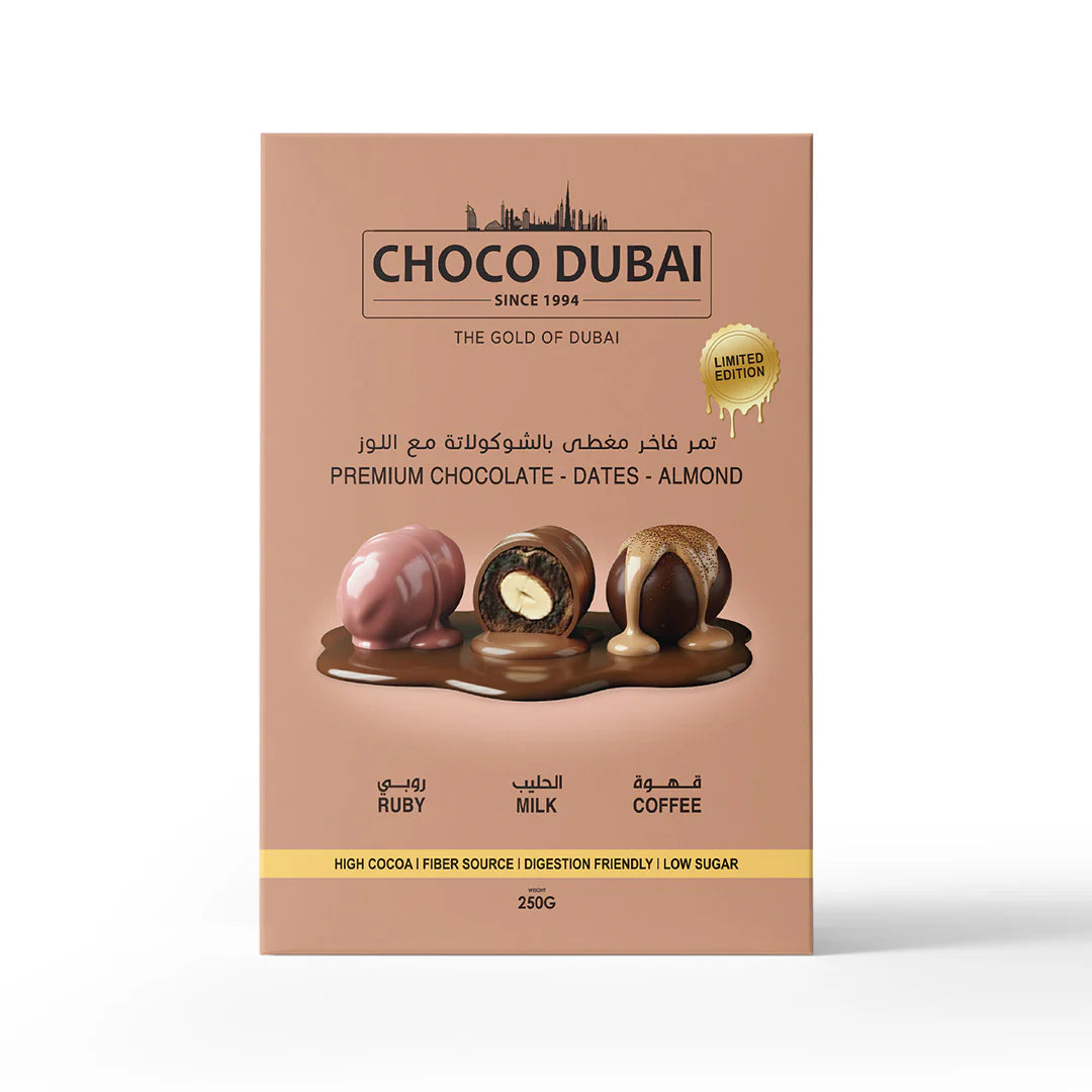 Choco Dubai chocolate packaging with chocolate truffles