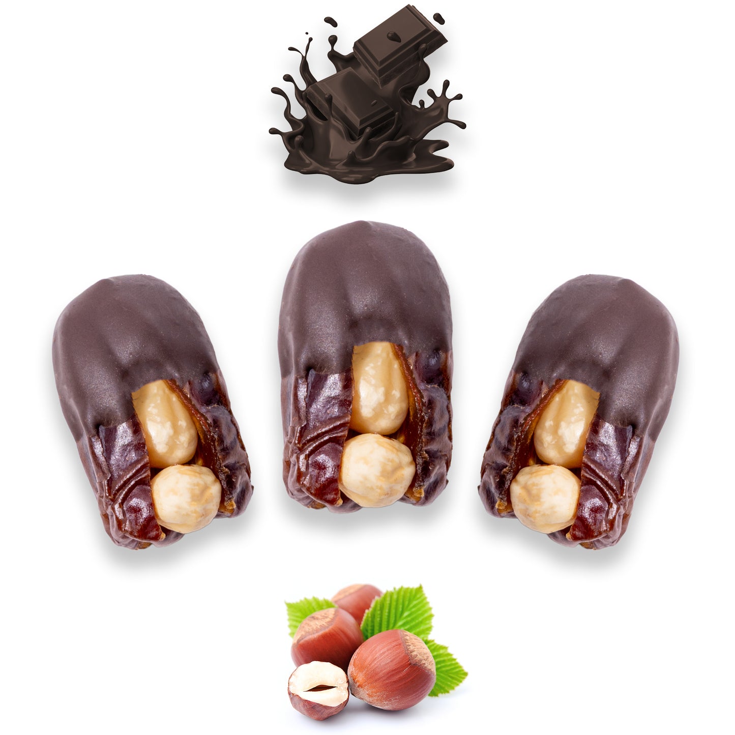 Luxury Khedri Dates Stuffed with Nuts & Half-Dipped in Coffee Chocolate