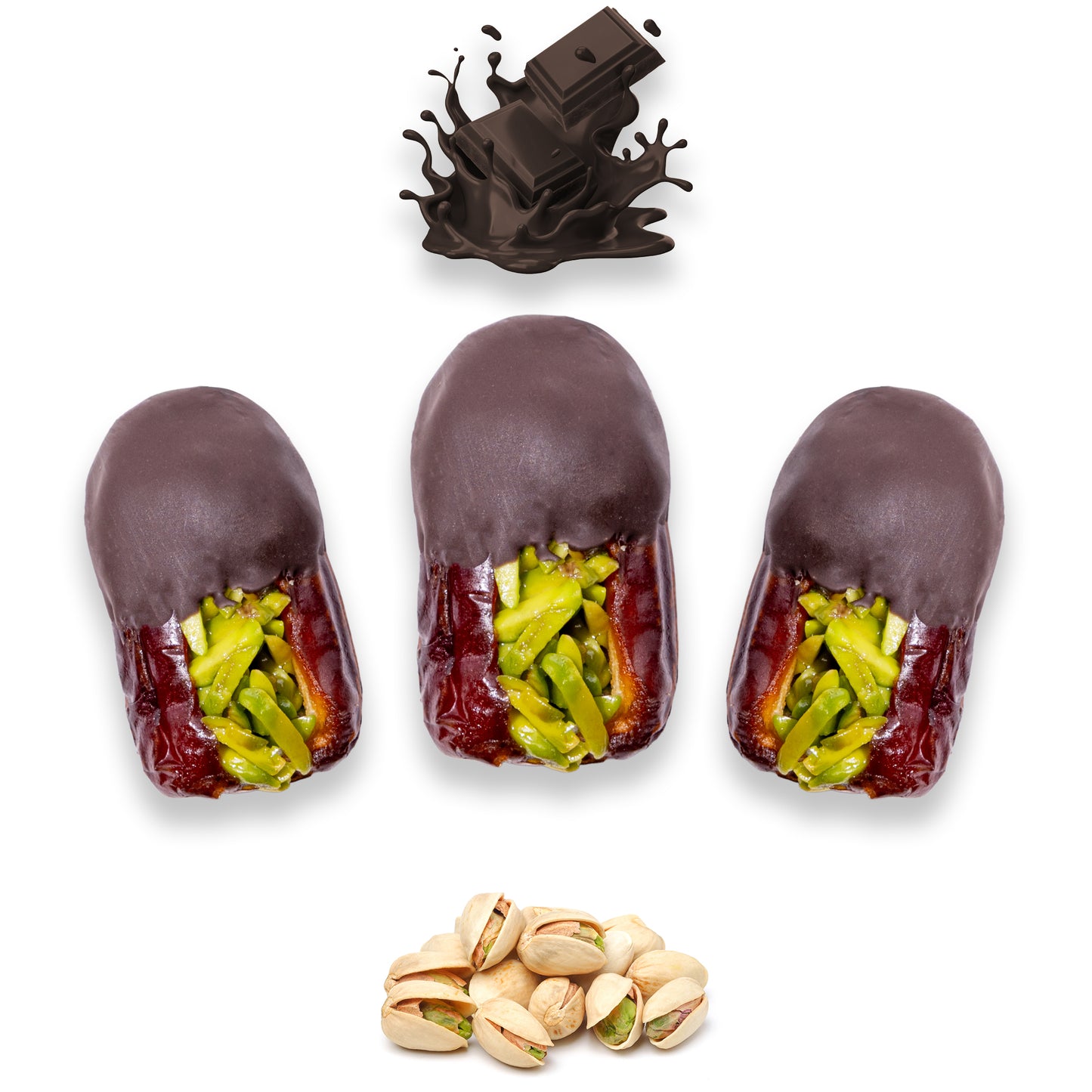 Luxury Khedri Dates Stuffed with Nuts & Half-Dipped in Coffee Chocolate