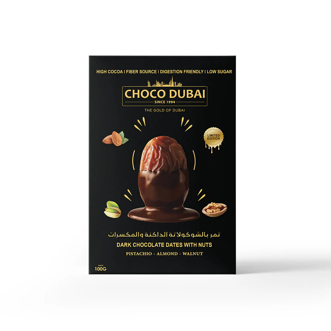 Choco Dubai Dark Chocolate Dates with Nuts – Viral Dubai Edition (100g)