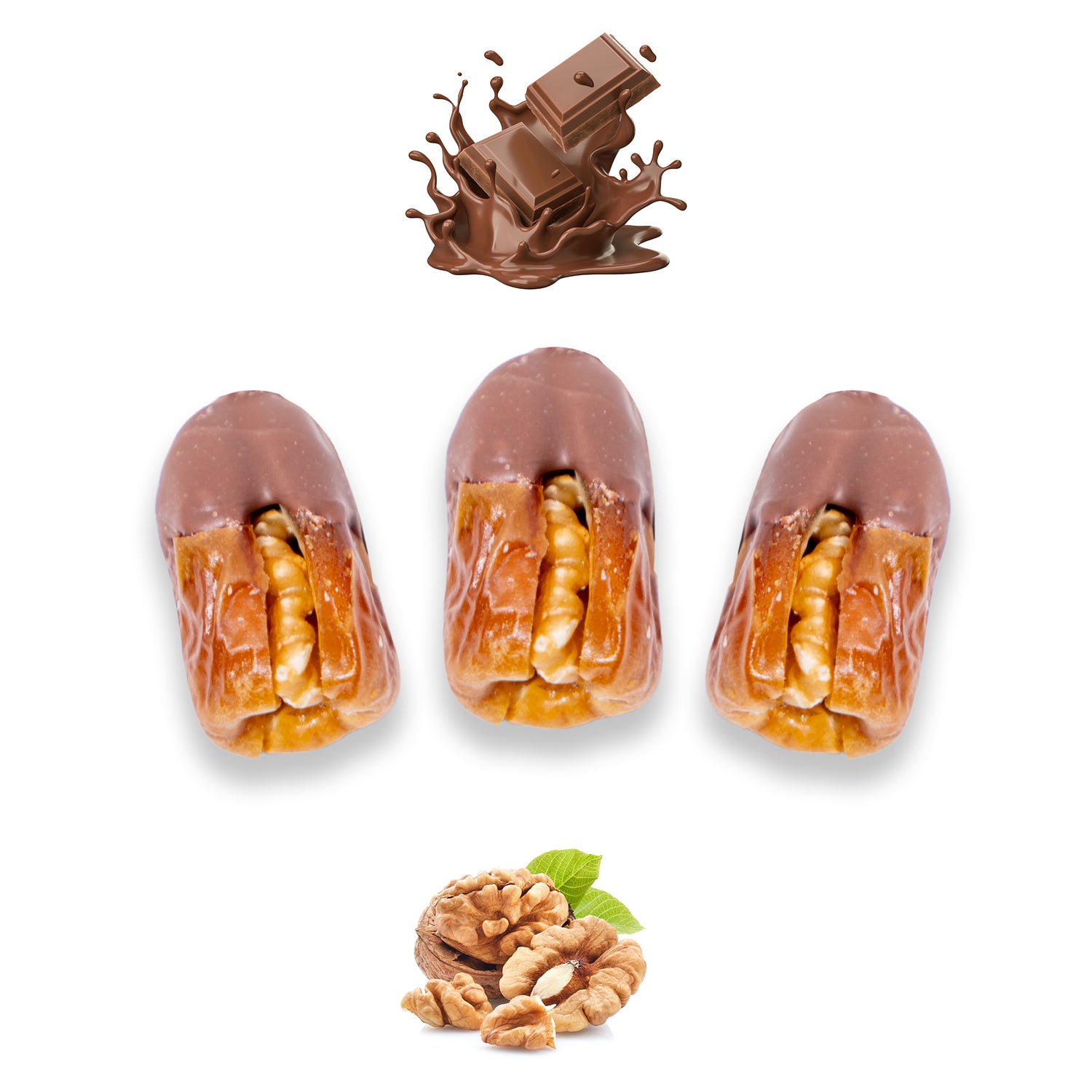 Luxury Sagi Dates Stuffed with Nuts & Half-Dipped in Milk Chocolate