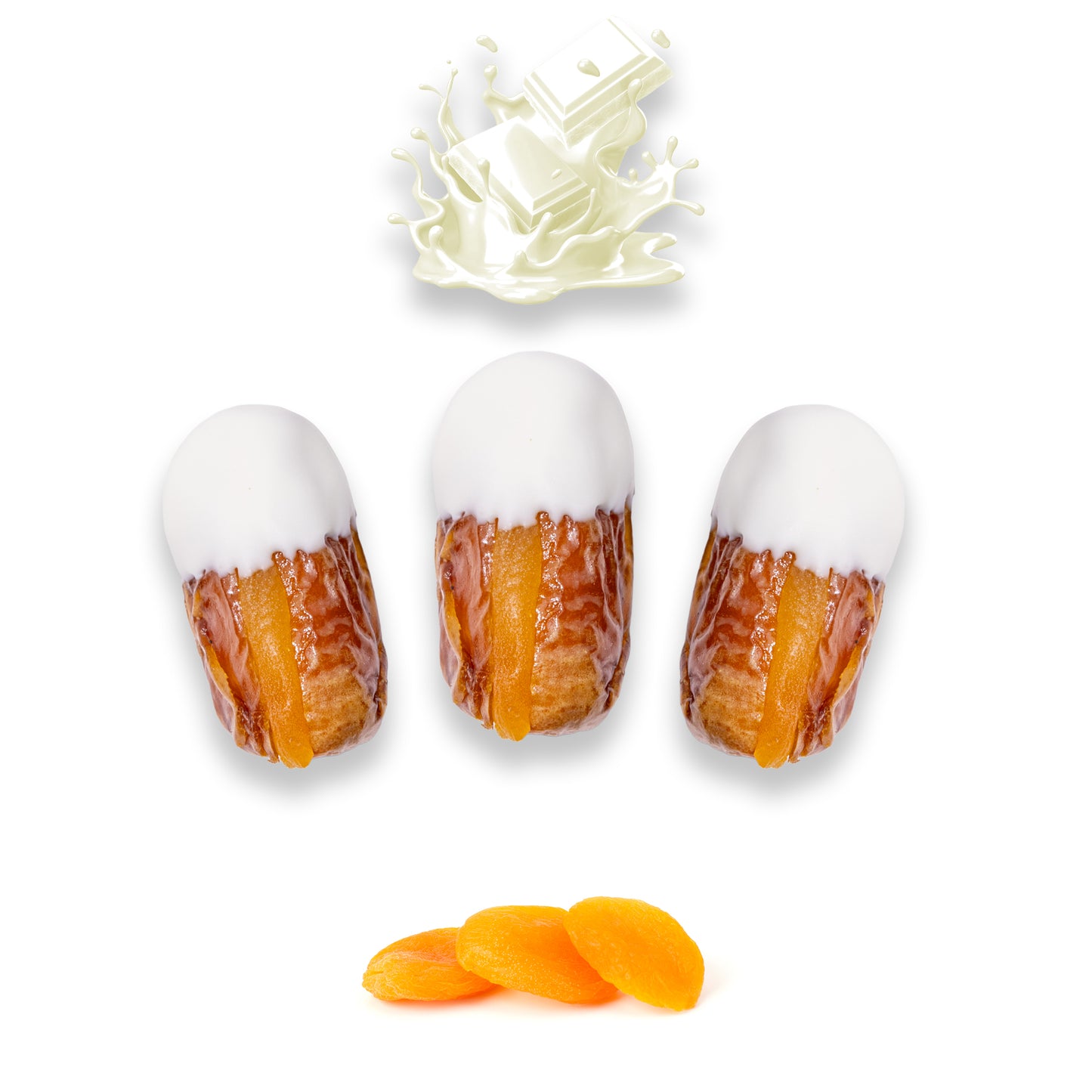 Luxury Sagi Dates Stuffed with Nuts & Half-Dipped in Vanilla Chocolate