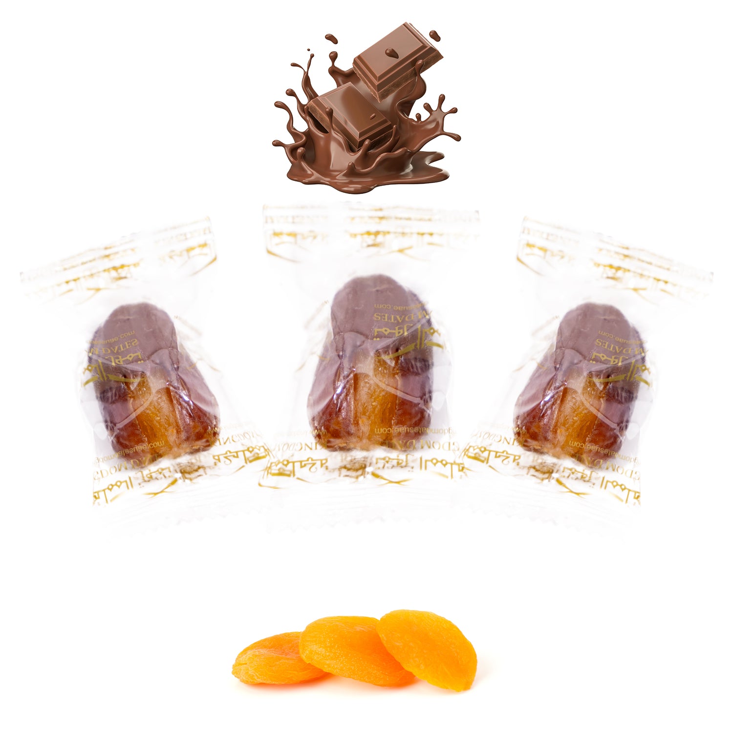 Luxury Sagi Dates Stuffed with Nuts & Half-Dipped in Milk Chocolate (Wrapped)