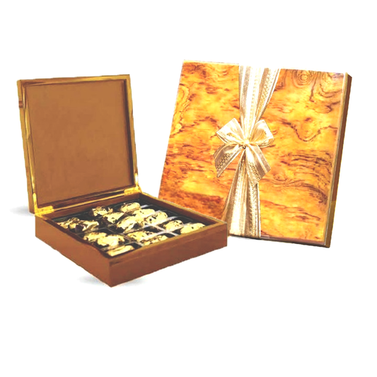 Desert Sands Wooden Golden Box Dates Stuffed With Nuts 300 gm