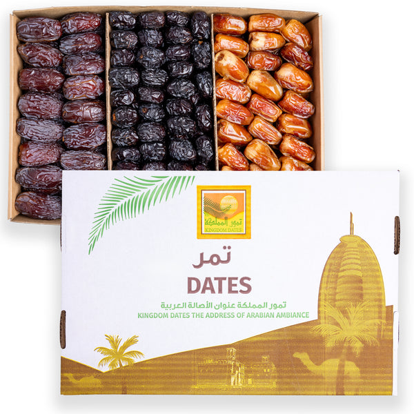 3 KG Premuim Assorted Plain Dates Box (Mejdoul-Sagi-Ajwa)