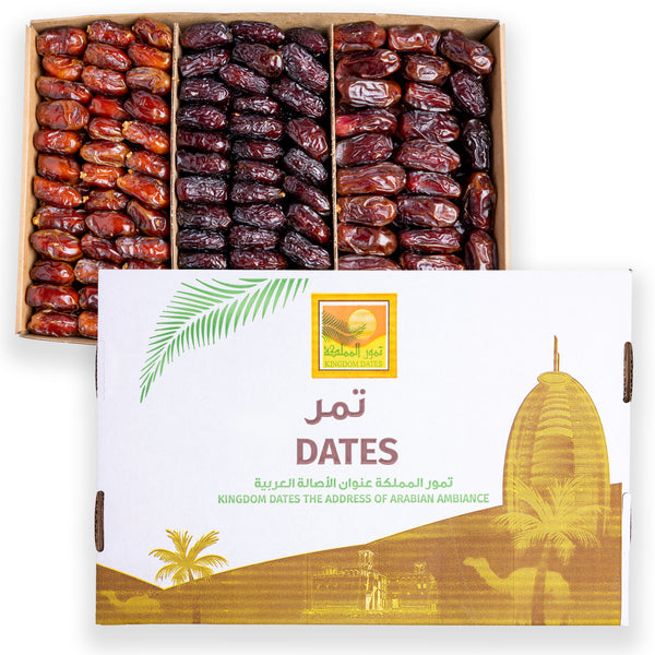 3 KG Premuim Assorted Plain Dates Box (Khedri-Safawi-Khalas)