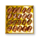 Golden Stuffed Dates Gift with Lines & Nuts – 365g Premium Selection