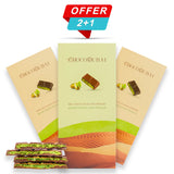 Offer 'Kunafa Pistachio Chocolate' - 2 Dark & 1 Milk (3 Pieces, 300g)