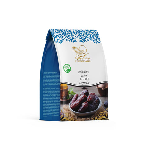Assorted Khedri Dates Gift Pack from Kingdom Dates UAE, featuring a variety of fresh, high-quality dates in decorative packaging.