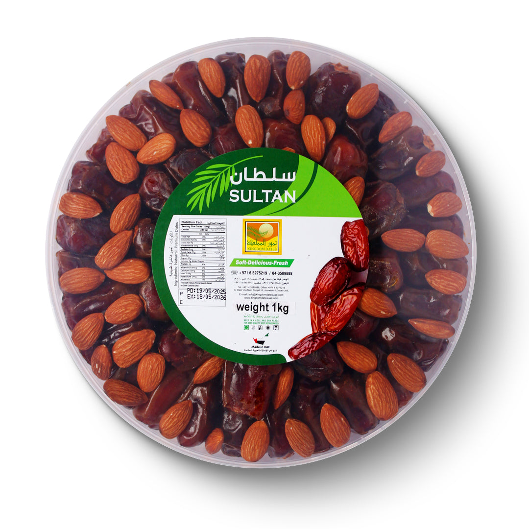 Sultan Dates – 1kg with Free 50g Almonds