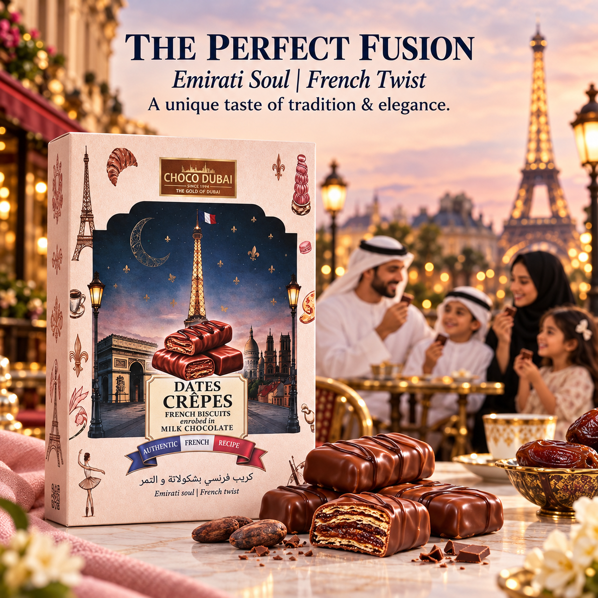 Choco Dubai Dates Crepes Deal – 2 × 100g | Emirati Soul, French Twist