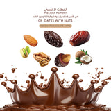 Milk 100 gm + Coconut 100 + Matcha100 gm (chocolate dates Stuffed with Nuts)