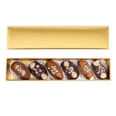 Golden Chocolate Gift Box with Nuts – 6 Pieces (130g) Premium Box