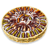 Premium Dates Tray Stuffed with Mixed Nuts & Dried Fruits (Round)