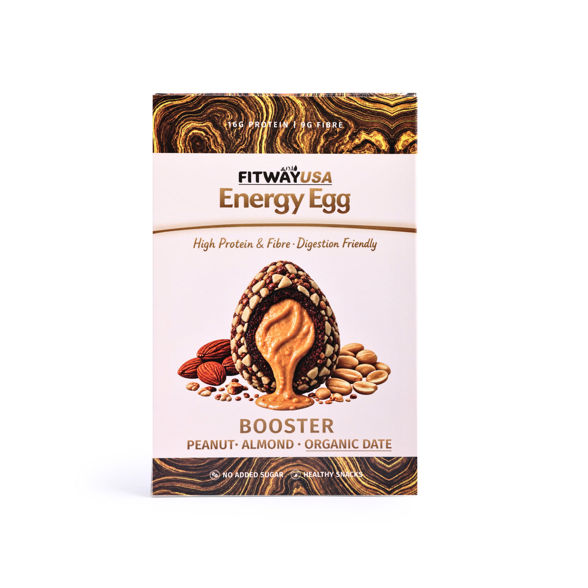 FitWay USA Energy Egg Booster – Peanut, Almond & Organic Date | 16g Protein, 9g Fibre | 100g