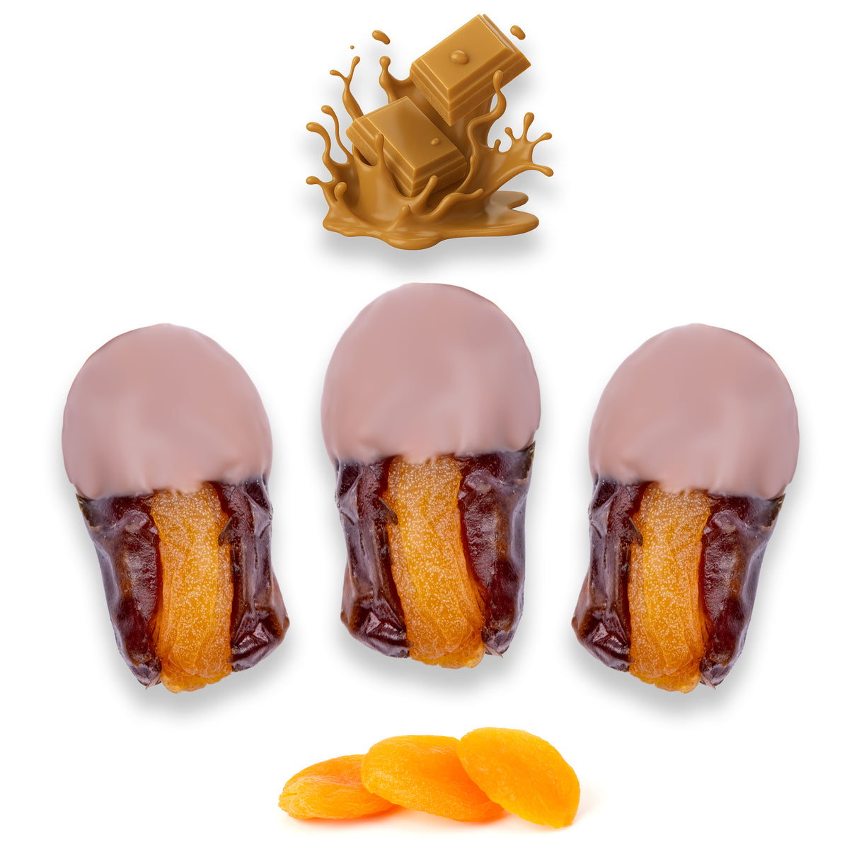 Luxury Khedri Dates Stuffed with Nuts & Half-Dipped in Caramel Chocolate