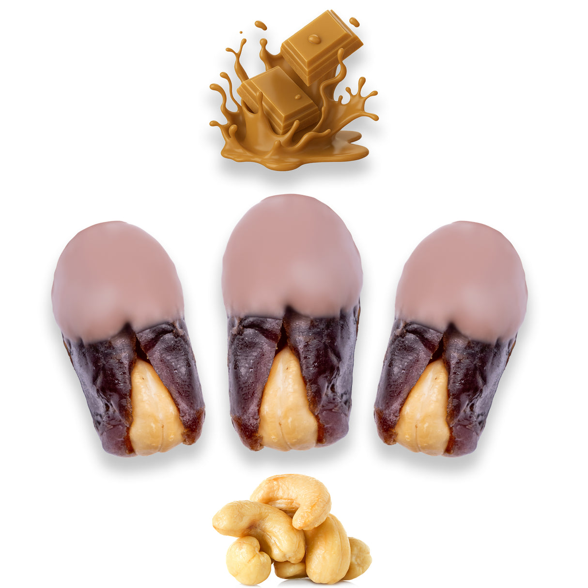 Luxury Khedri Dates Stuffed with Nuts & Half-Dipped in Caramel Chocolate