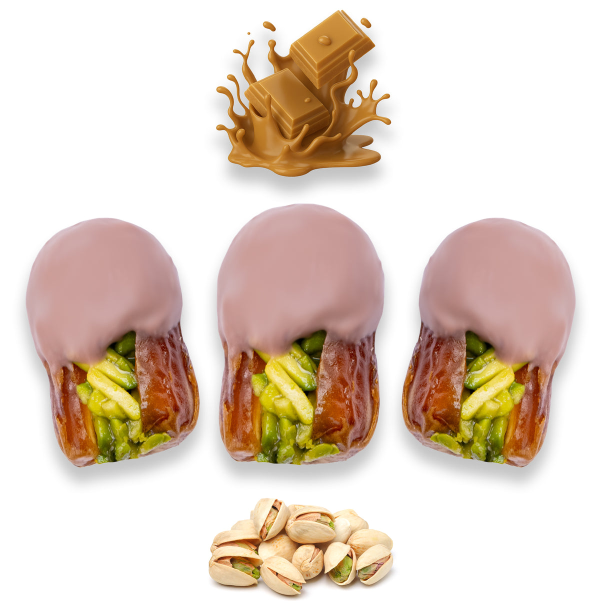 Luxury Sagi Dates Stuffed with Nuts & Half-Dipped in Caramel Chocolate