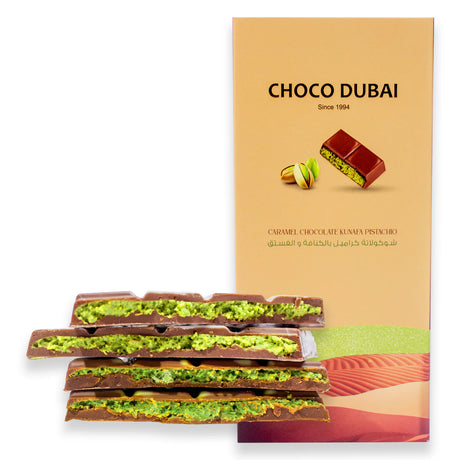 Offer 'Kunafa Pistachio Chocolate' - 2 Dark & 2 Caramel (4 Pieces, 400g)