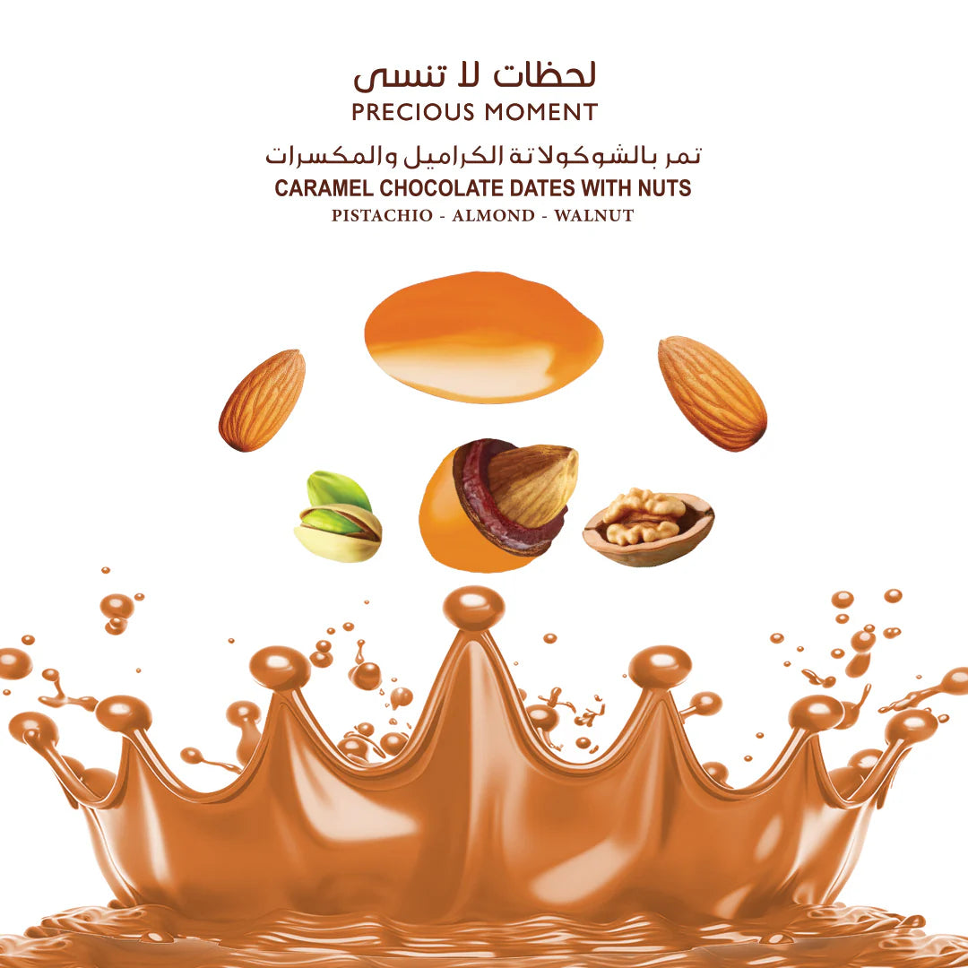 Choco Dubai Caramel Chocolate Dates with Nuts – Viral Dubai Edition (100g)
