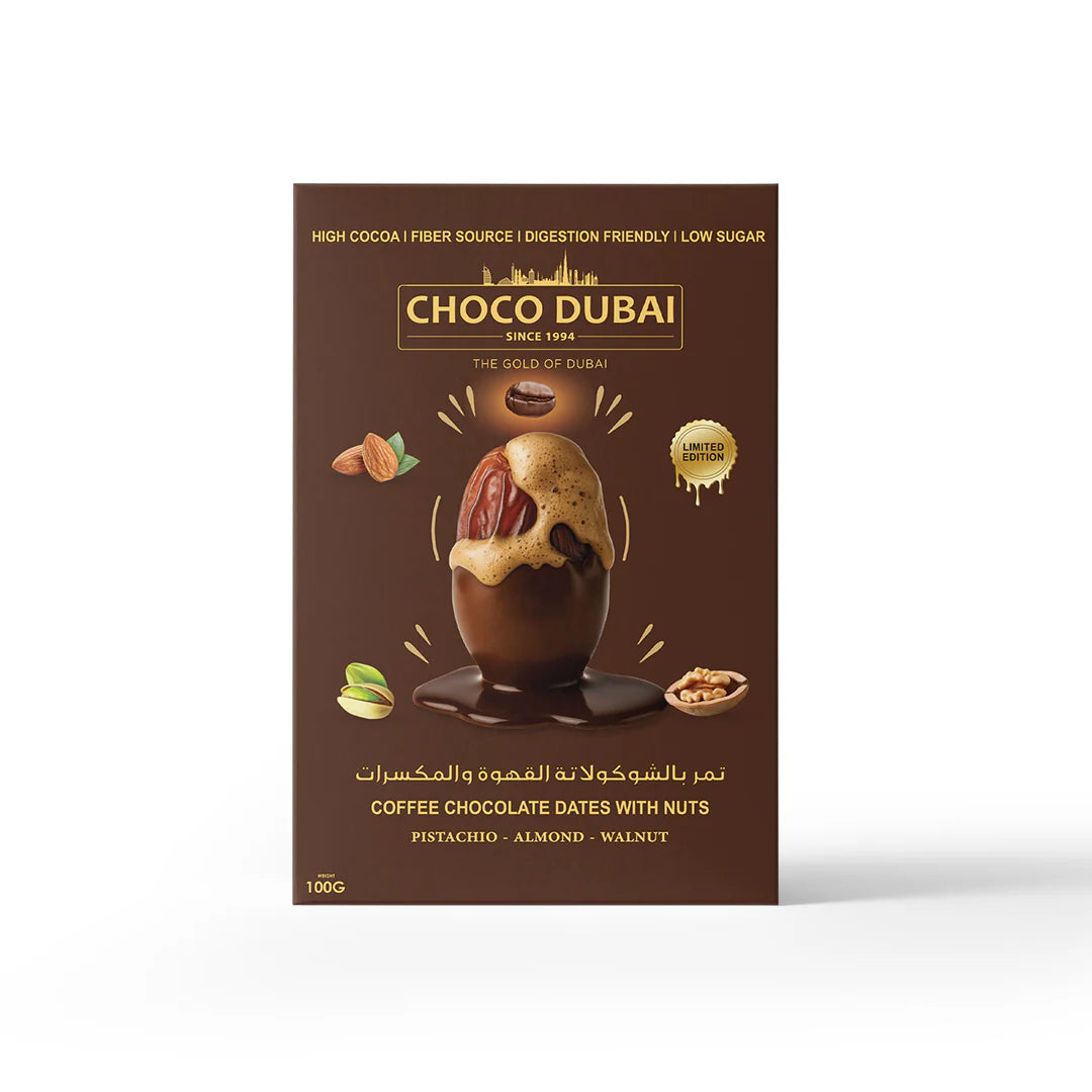 Choco Dubai Coffee Chocolate Dates with Nuts – Viral Dubai Edition (100g)