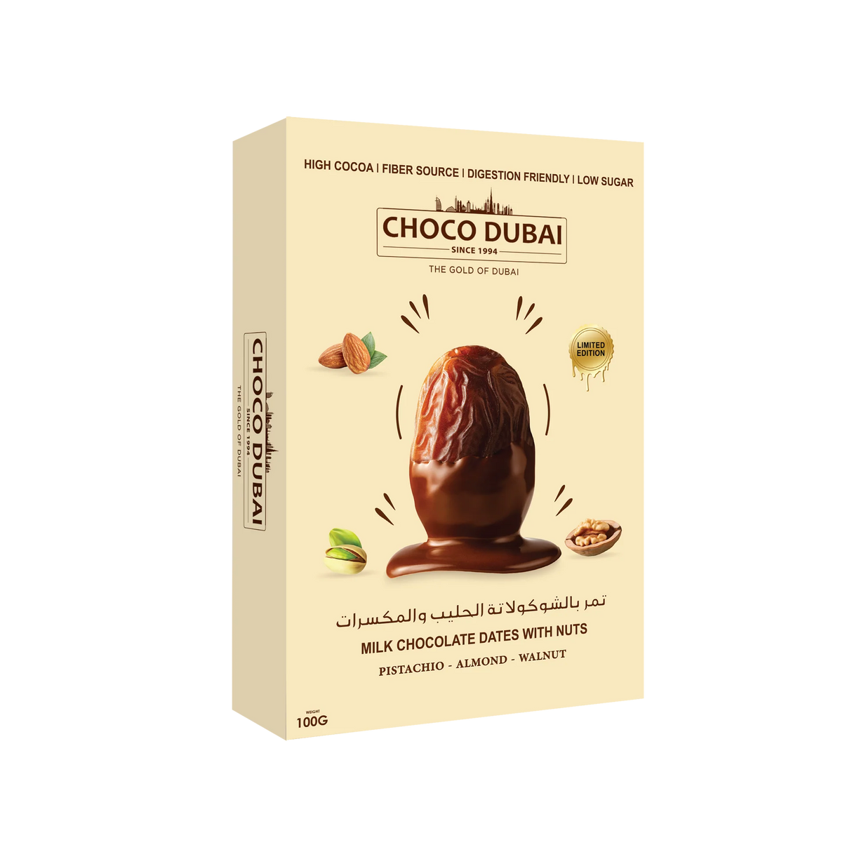 Choco Dubai Milk Chocolate Dates with Nuts – Viral Dubai Edition (100g)
