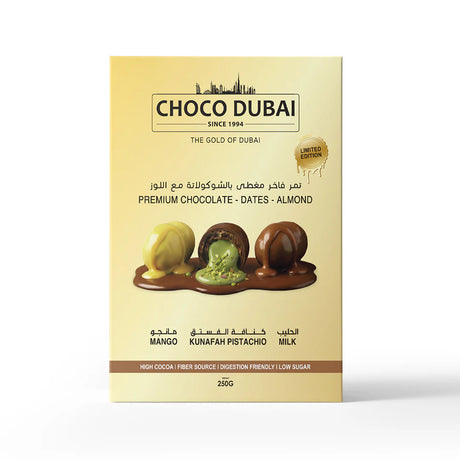 Choco Dubai Premium Chocolate Dates: Mango Milk, Kunafa & Pistachio 250g