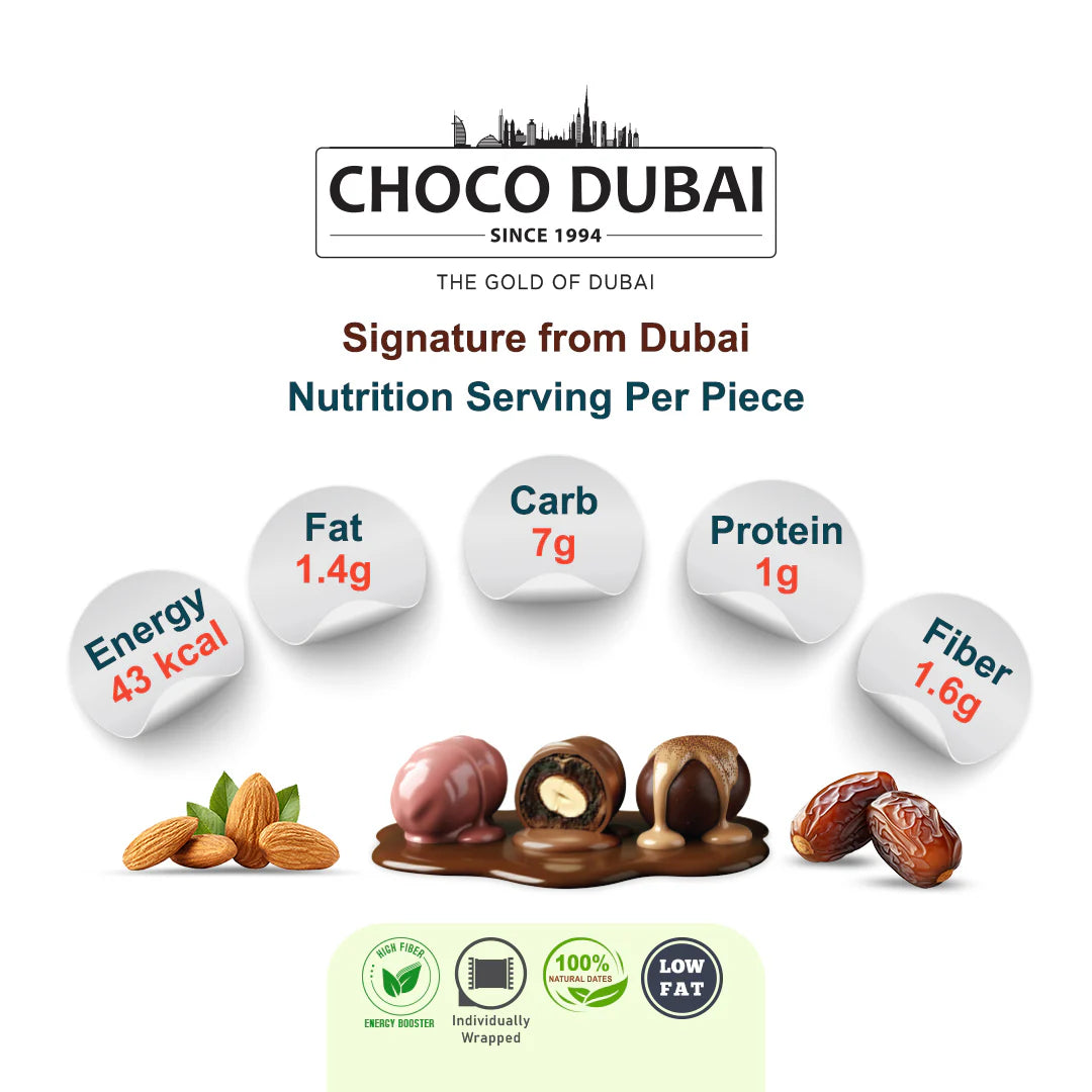 Choco Dubai Premium Chocolate Dates Milk, Ruby & Coffee 250g