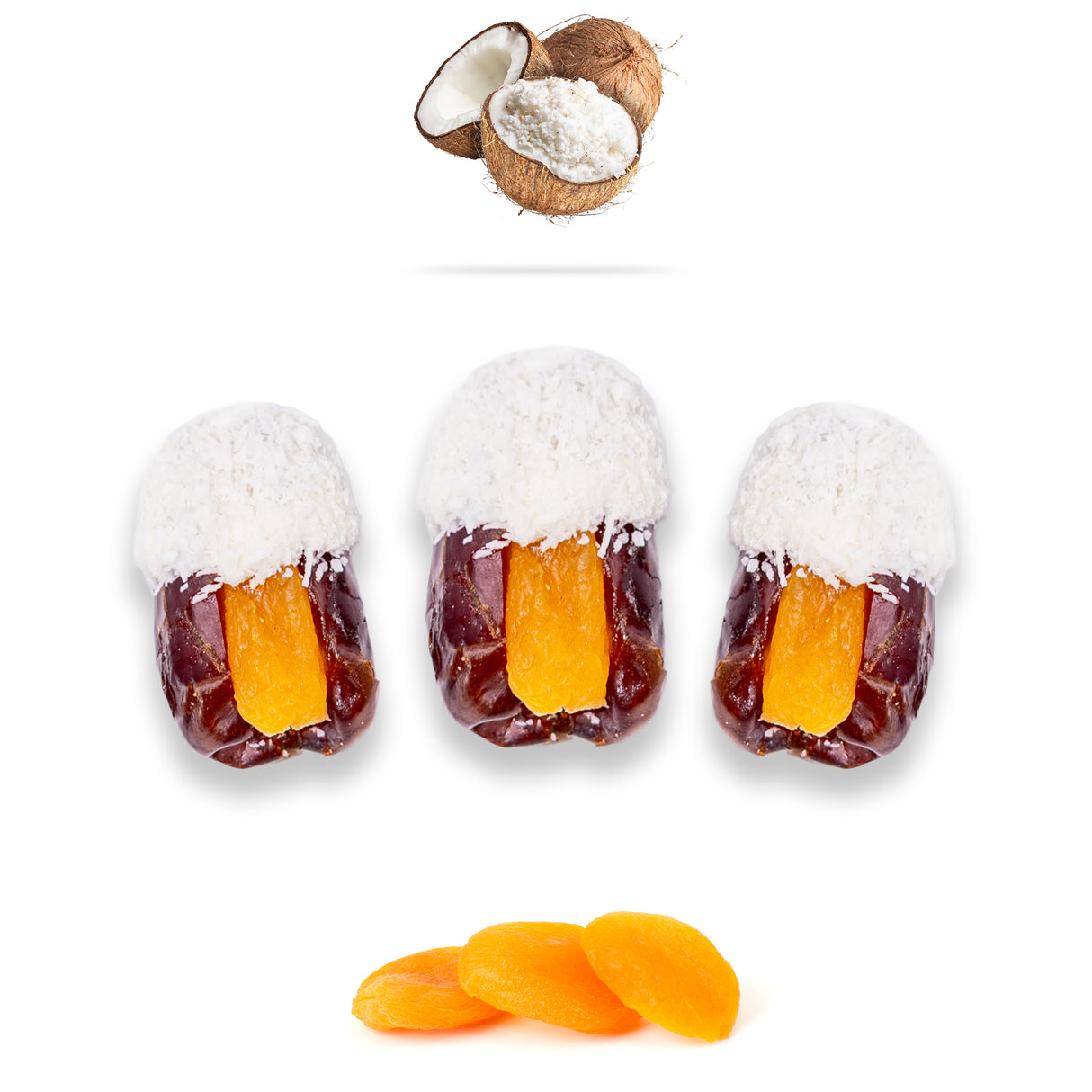 Luxury Khedri Dates Stuffed with Nuts & Half-Dipped in Coconut Chocolate