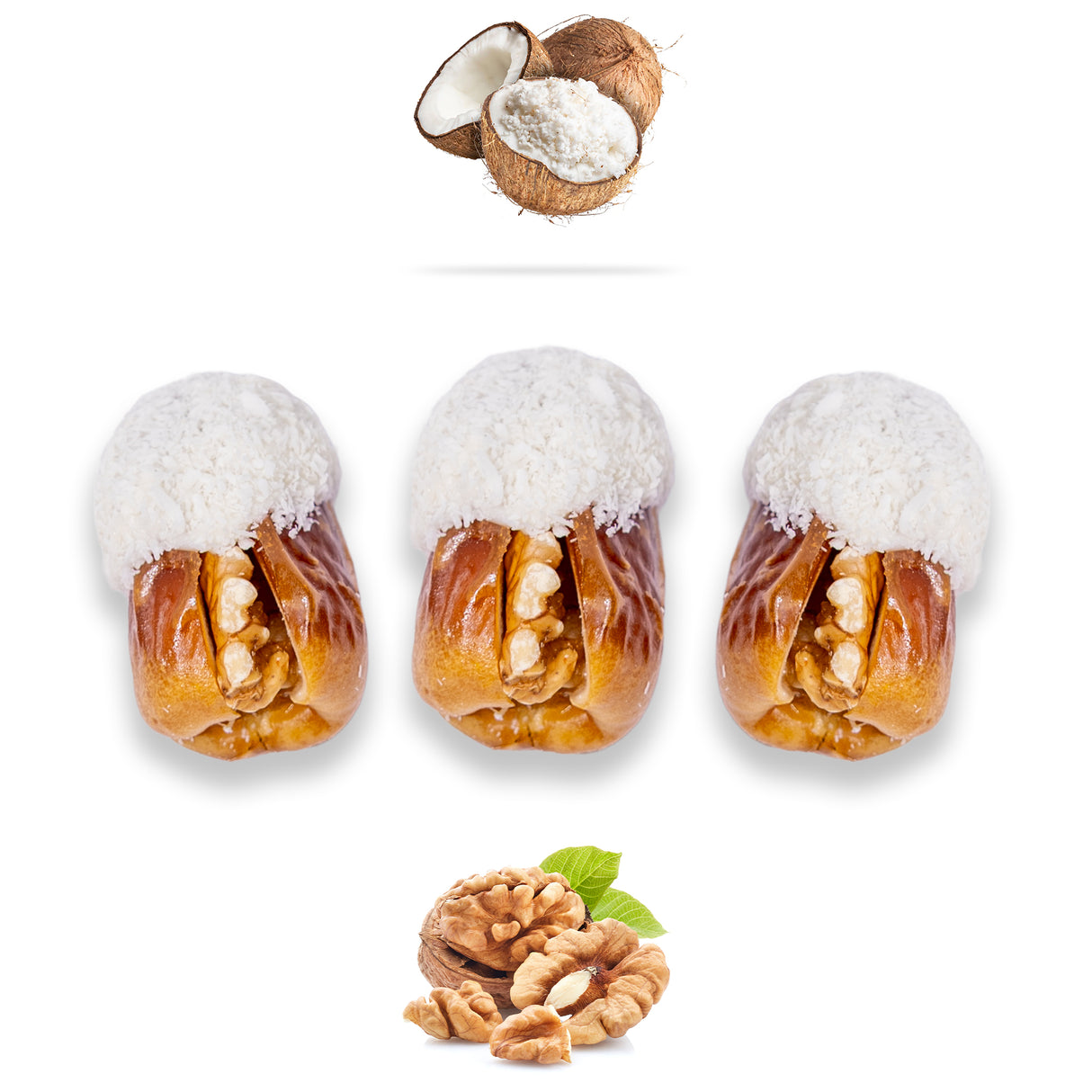 Luxury Sagi Dates Stuffed with Nuts & Half-Dipped in Coconut Chocolate