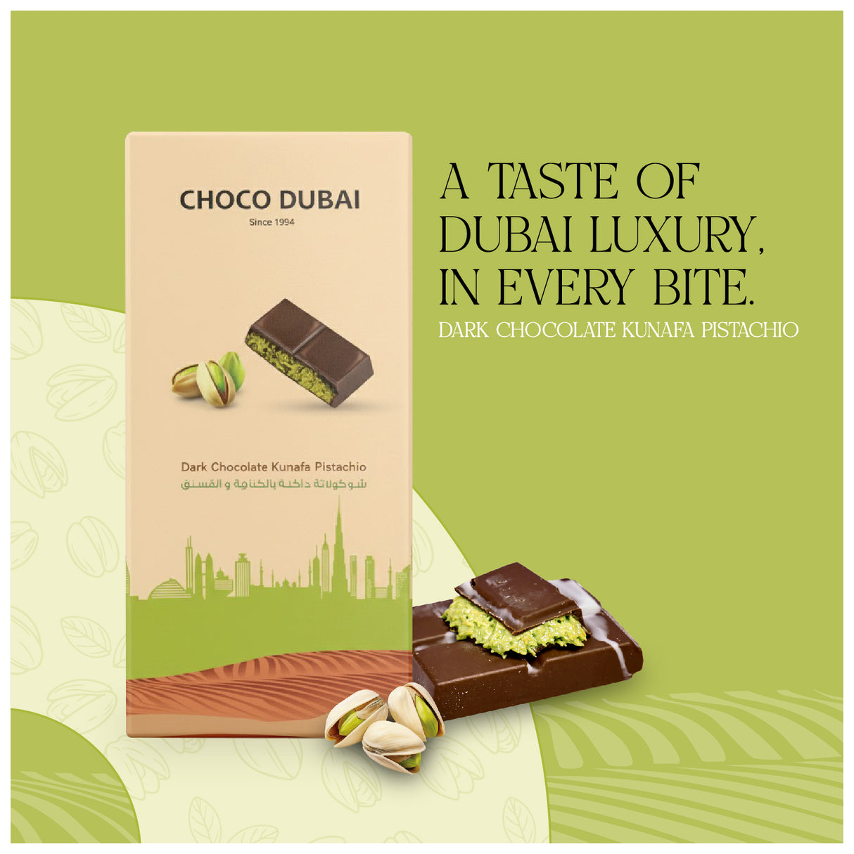 Dark Chocolate Kunafa Pistachio 100GM