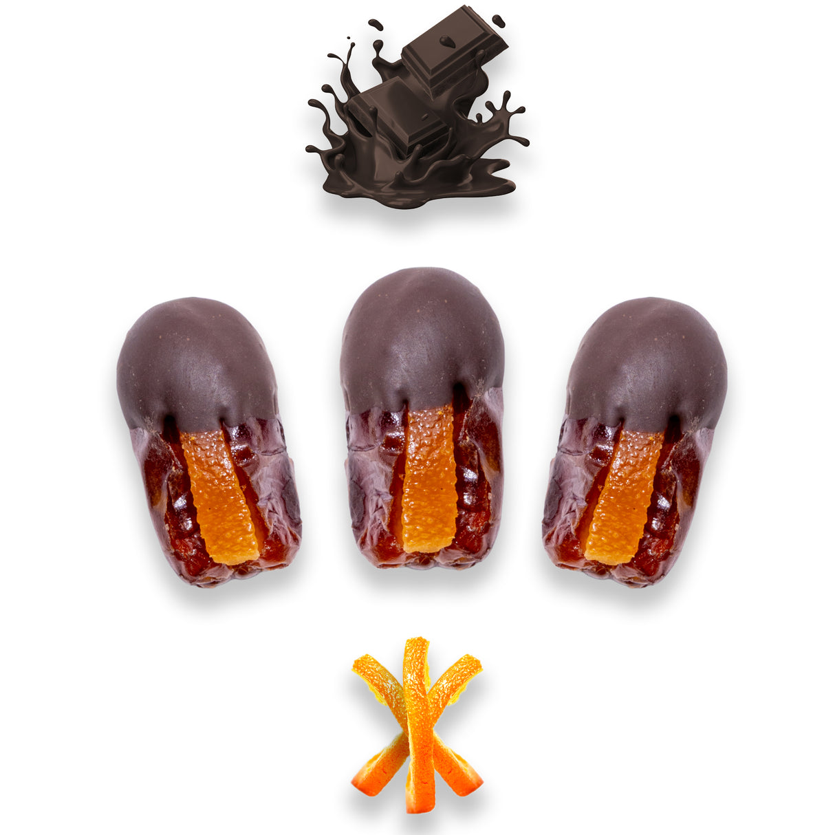 Luxury Khedri Dates Stuffed with Nuts & Half-Dipped in Dark Chocolate