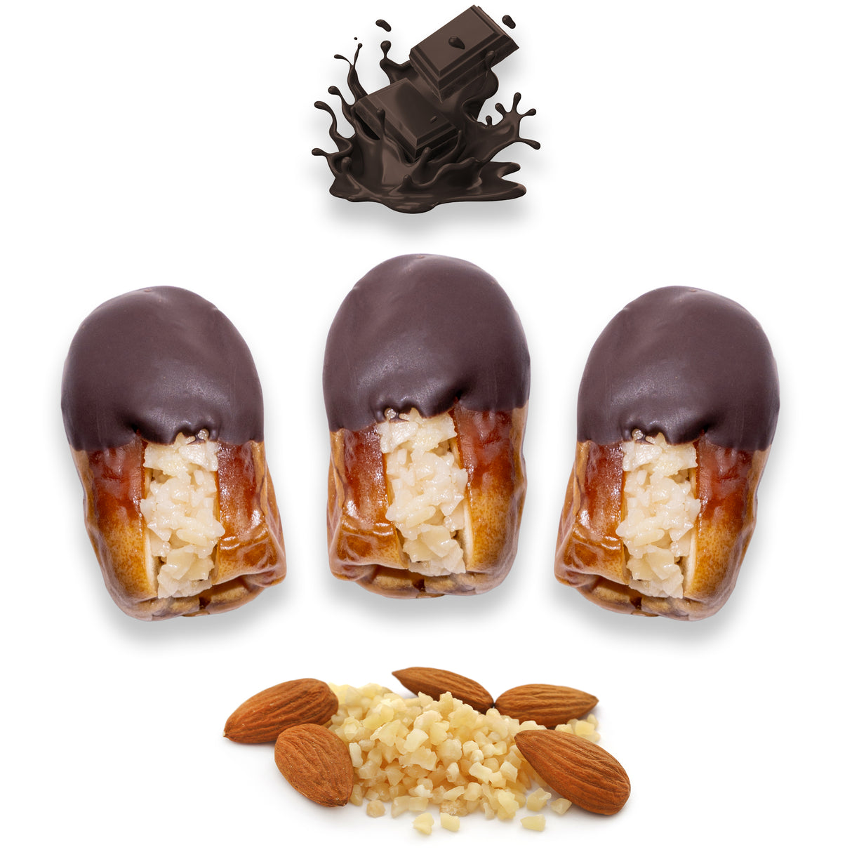 Luxury Sagi Dates Stuffed with Nuts & Half-Dipped in Dark Chocolate